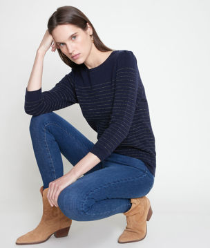 Picture of THEA BIS NAVY BLUE METALLIC STRIPED JUMPER